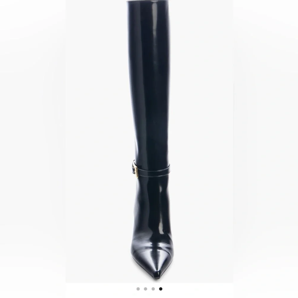 Saint Laurent Lee patent buckle knee boots